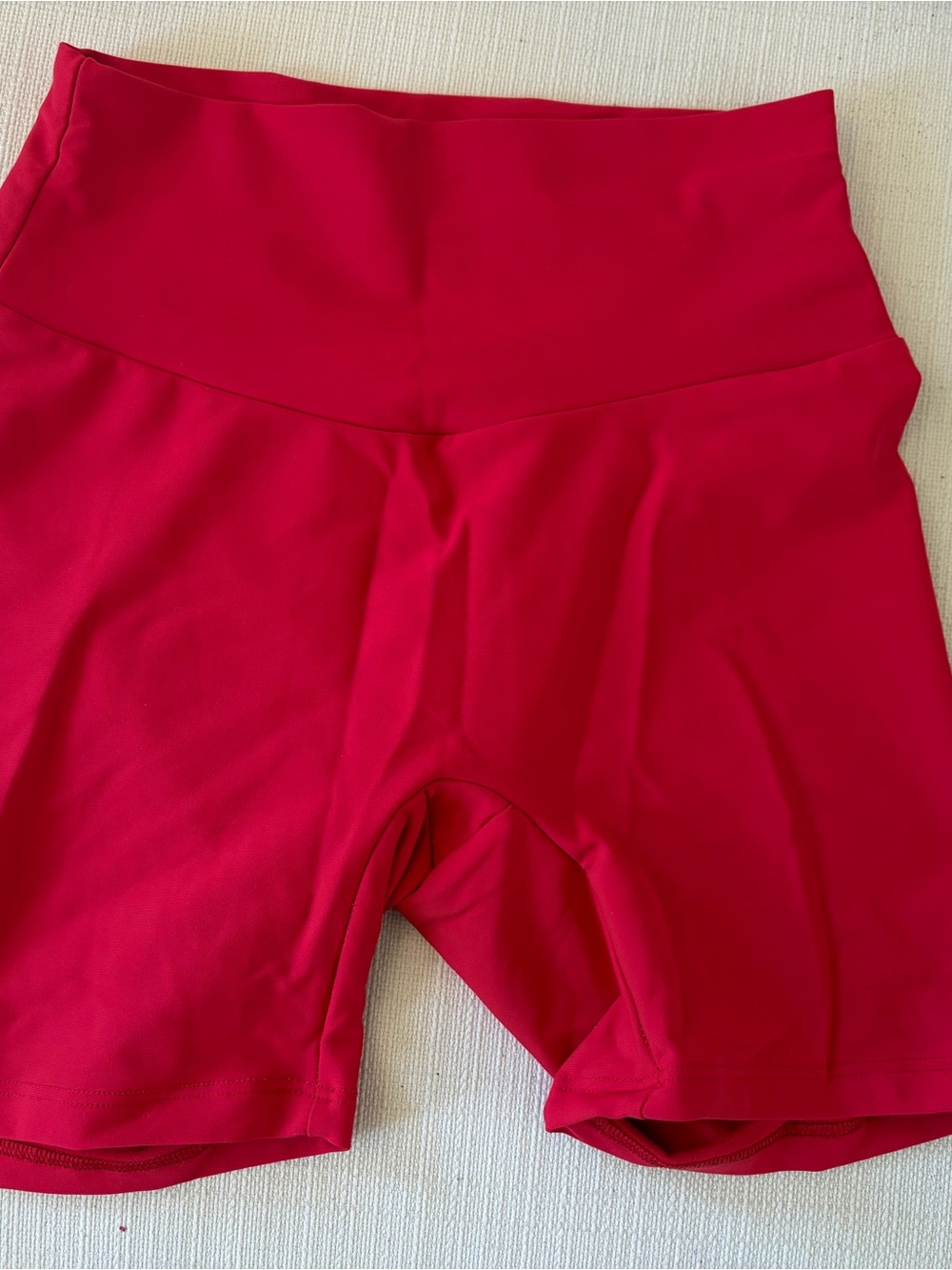 Skatie Bold Red High-Rise Athletic Shorts